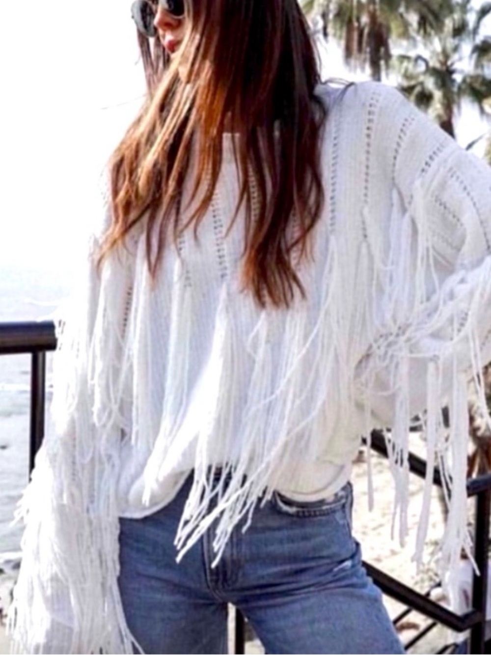 Show Me Your MuMu Carlton Fringe Sweater White